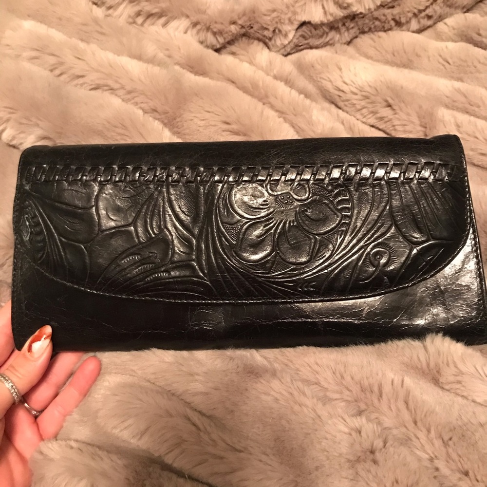 Sold Hobo Eden Black Flower Embossed Clutch